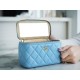 Chanel 22S Woven Gold Ball Long Box Sky Blue Lambskin  