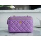 Chanel 22S Woven Gold Ball Long Box Purple Lambskin  