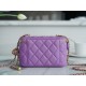 Chanel 22S Woven Gold Ball Long Box Purple Lambskin  