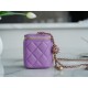 Chanel 22S Woven Gold Ball Long Box Purple Lambskin  