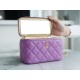 Chanel 22S Woven Gold Ball Long Box Purple Lambskin  