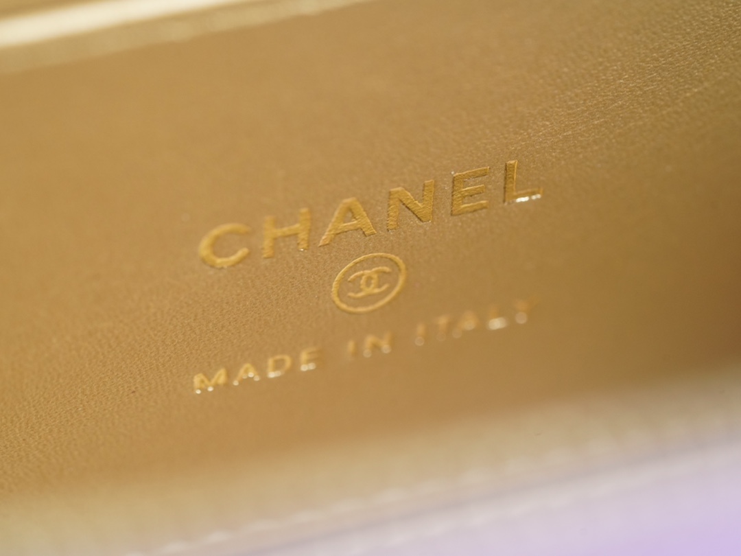 Chanel 22S Woven Gold Ball Long Box Purple Lambskin  