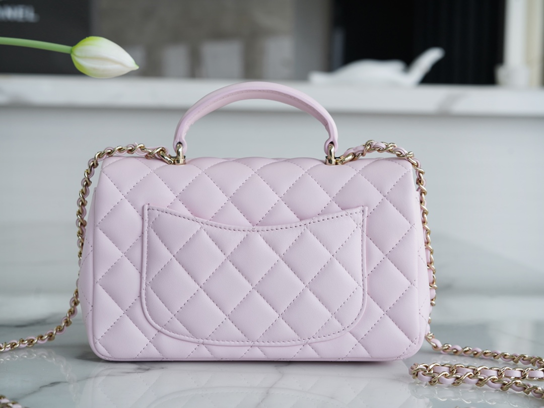 Mini Sakura Pink Light Gold Classic Flap Lambskin  