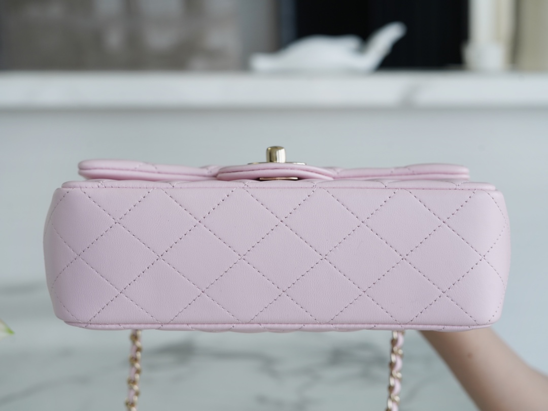 Mini Sakura Pink Light Gold Classic Flap Lambskin  