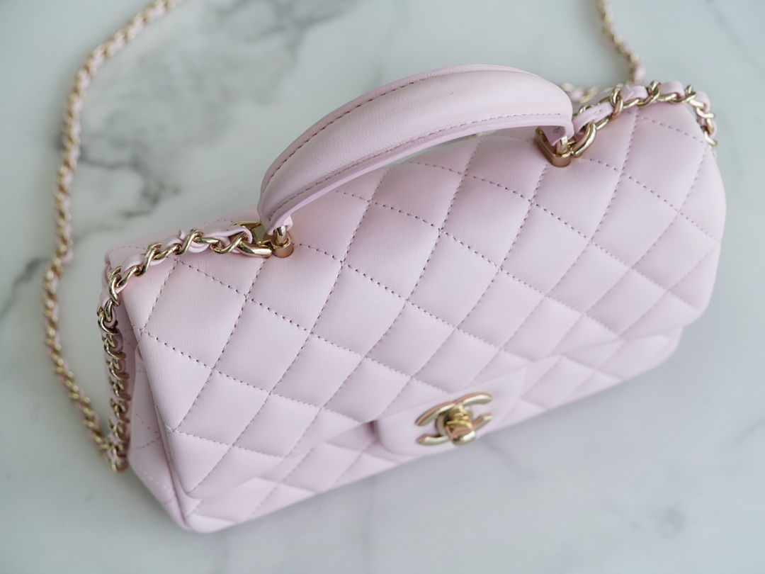 Mini Sakura Pink Light Gold Classic Flap Lambskin  