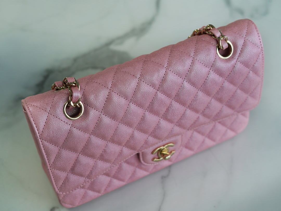 Classic Flap Washed Calfskin Medium Pearl Pink  