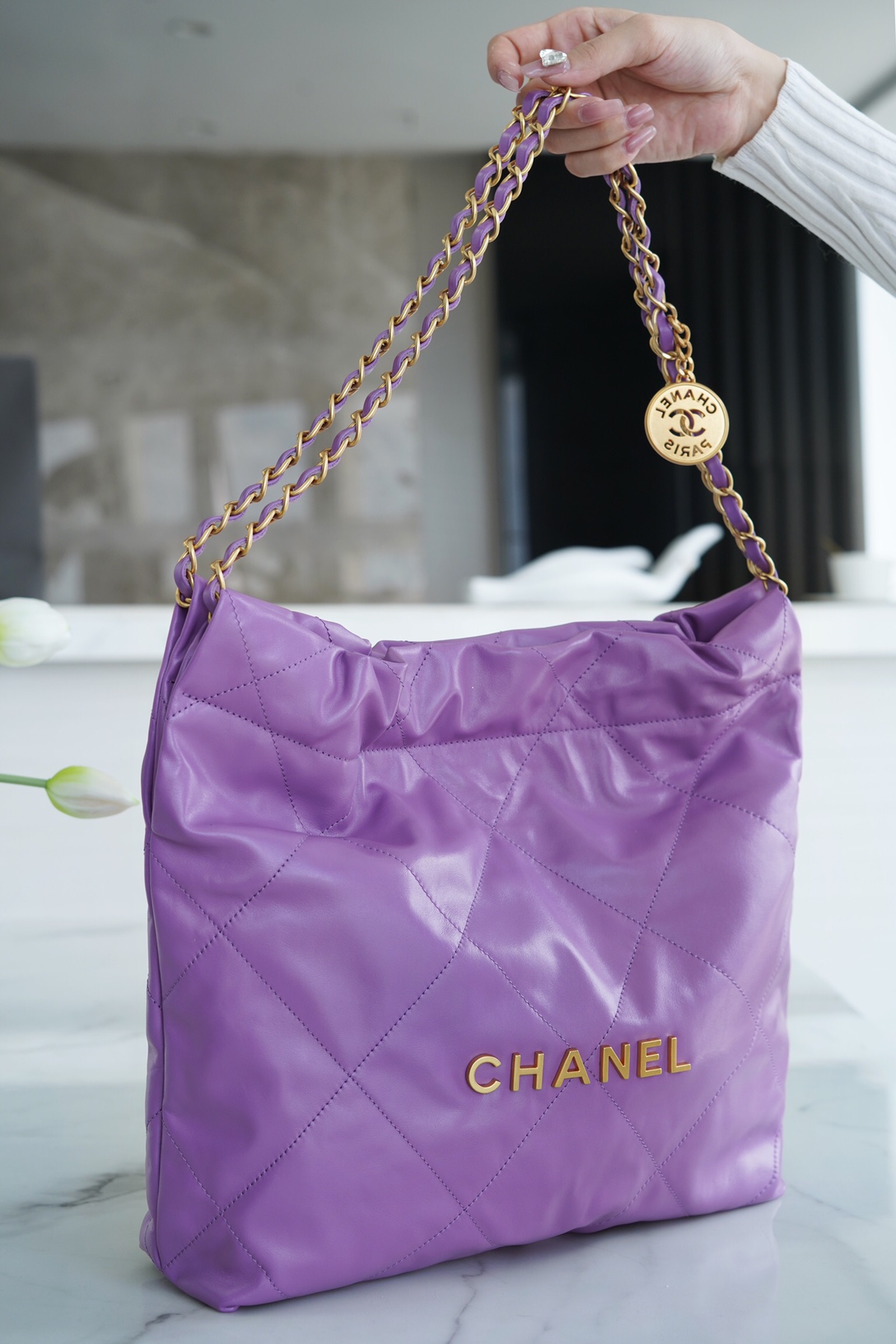 Chanel 22P Handbag Purple  