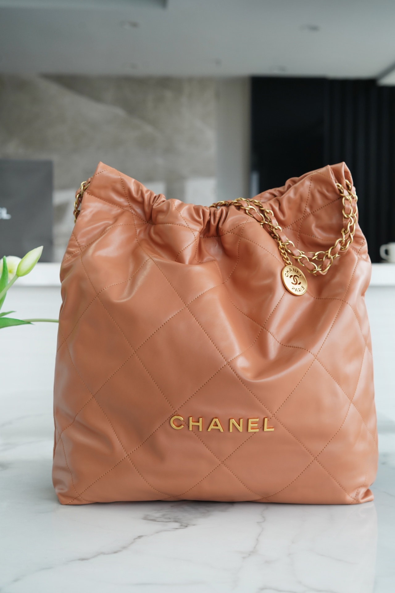 Chanel 22P Handbag Large Caramel  