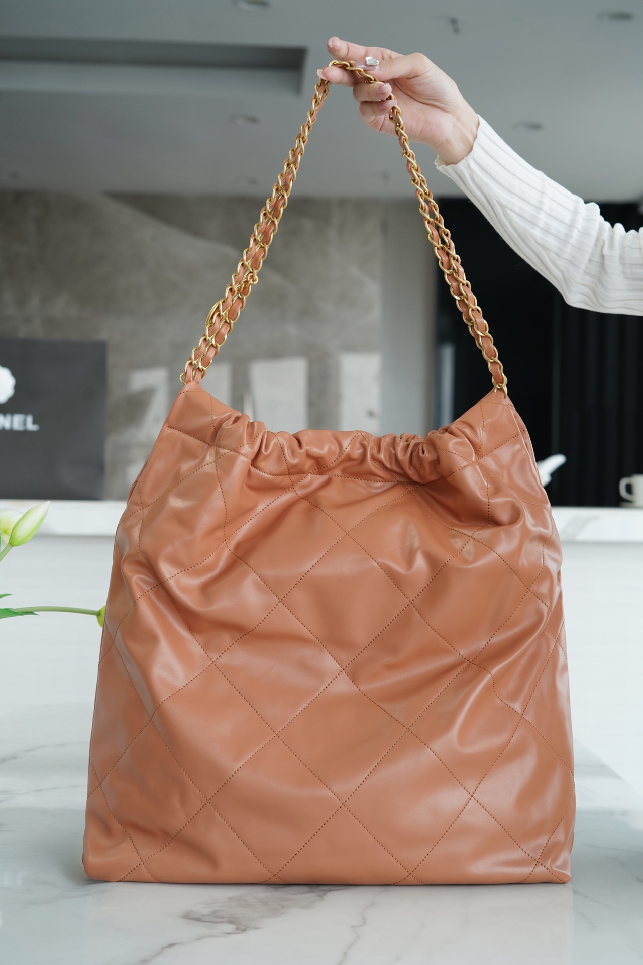 Chanel 22P Handbag Large Caramel  