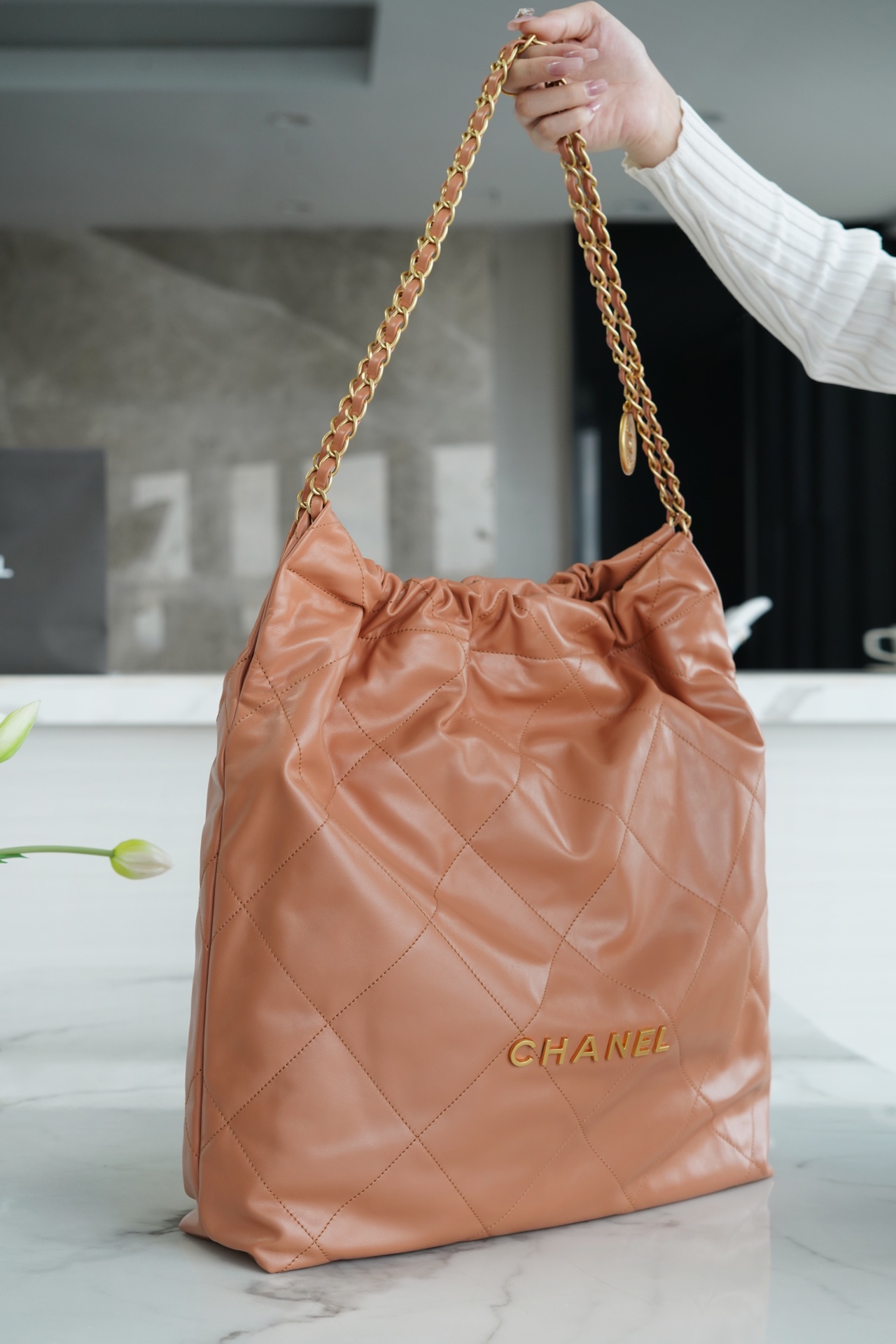 Chanel 22P Handbag Large Caramel  