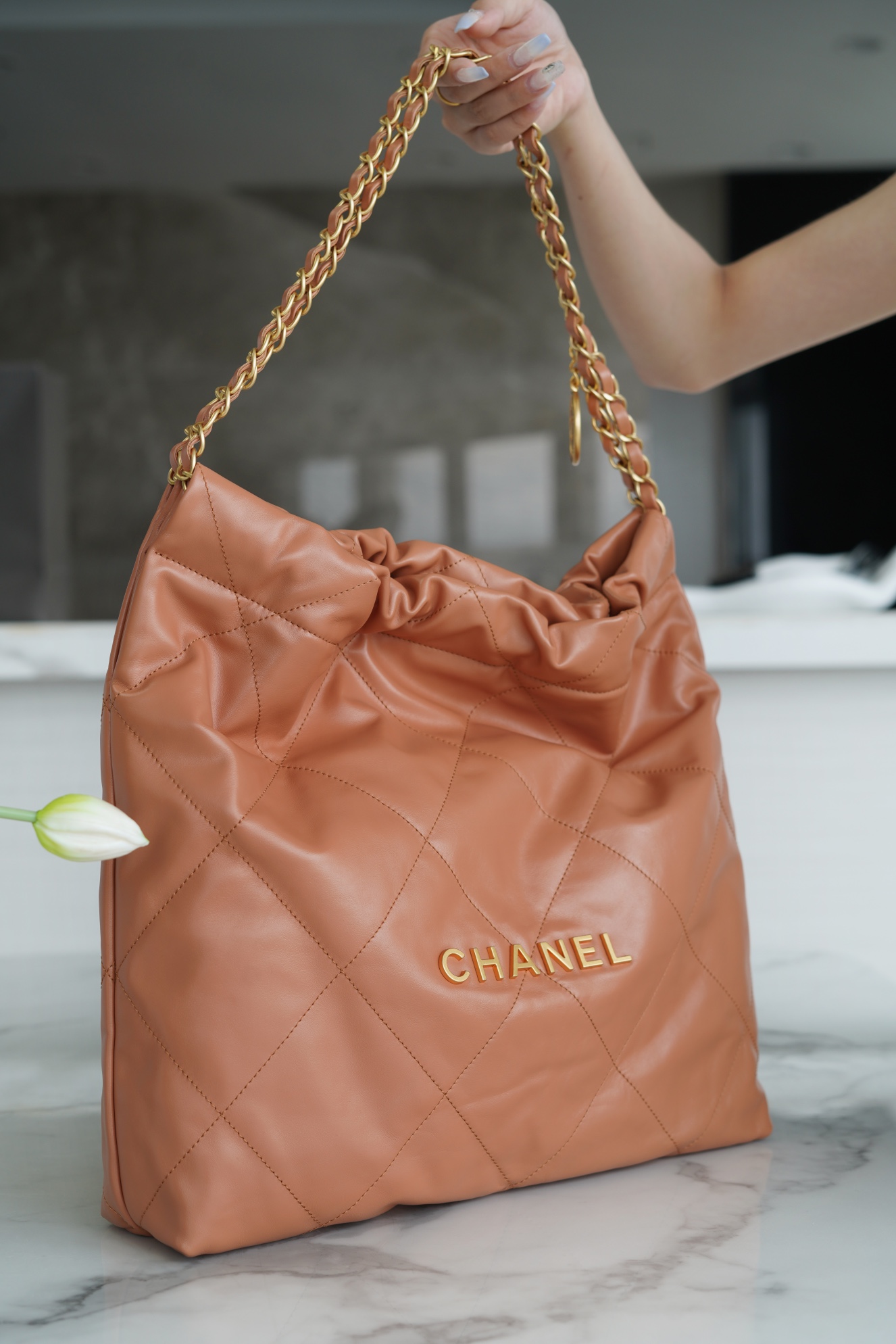 Chanel 22P Handbag Medium Caramel  