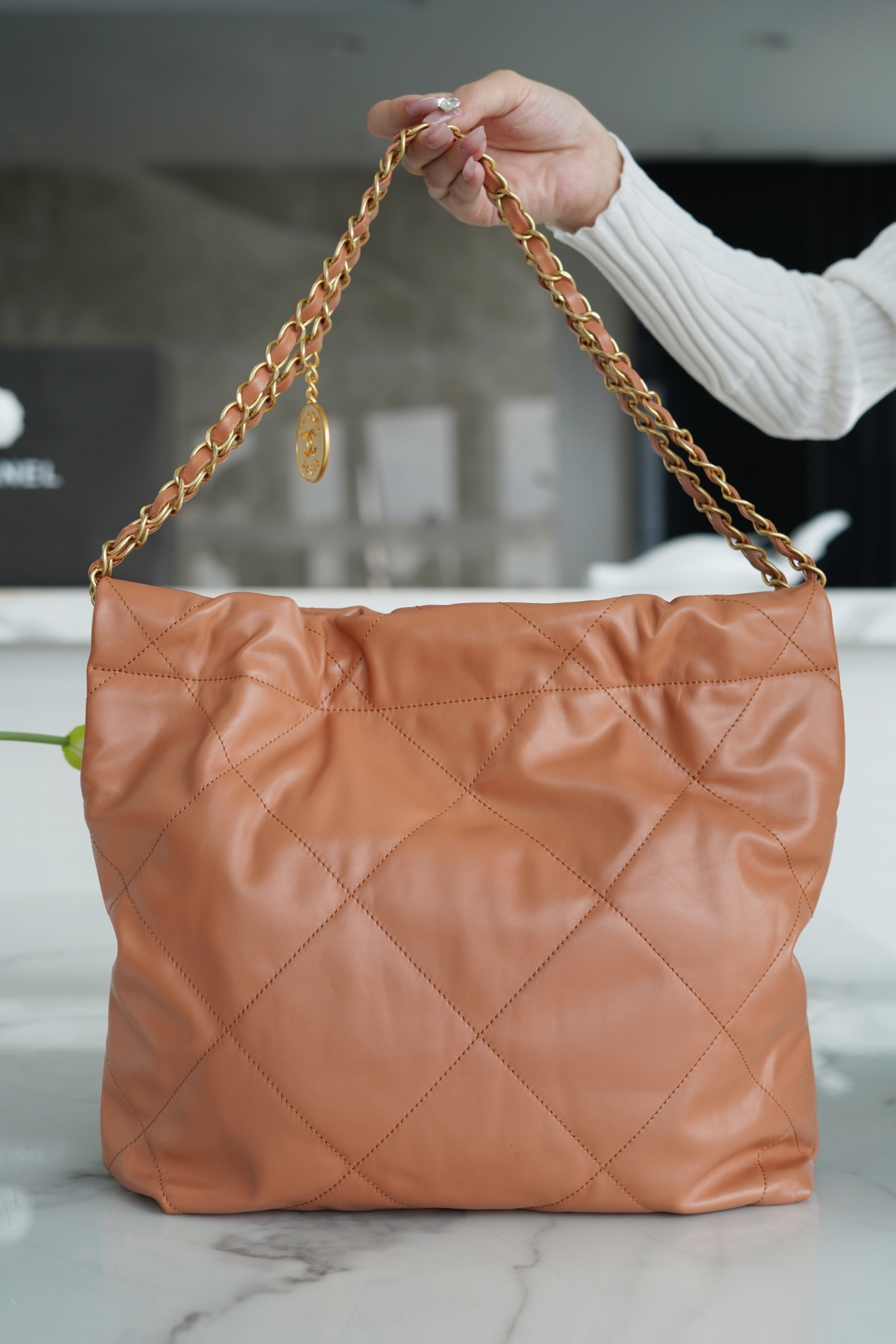 Chanel 22P Handbag Small Caramel  