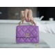 Chanel 22S Enamel Handle Chain Bag Purple Lambskin  