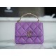 Chanel 22S Enamel Handle Chain Bag Purple Lambskin  