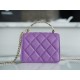 Chanel 22S Enamel Handle Chain Bag Purple Lambskin  