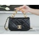 Chanel 22A Chunky Chain Flap Bag Mini Classic Black Lambskin  