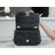 Chanel 22A Chunky Chain Flap Bag Mini Classic Black Lambskin  