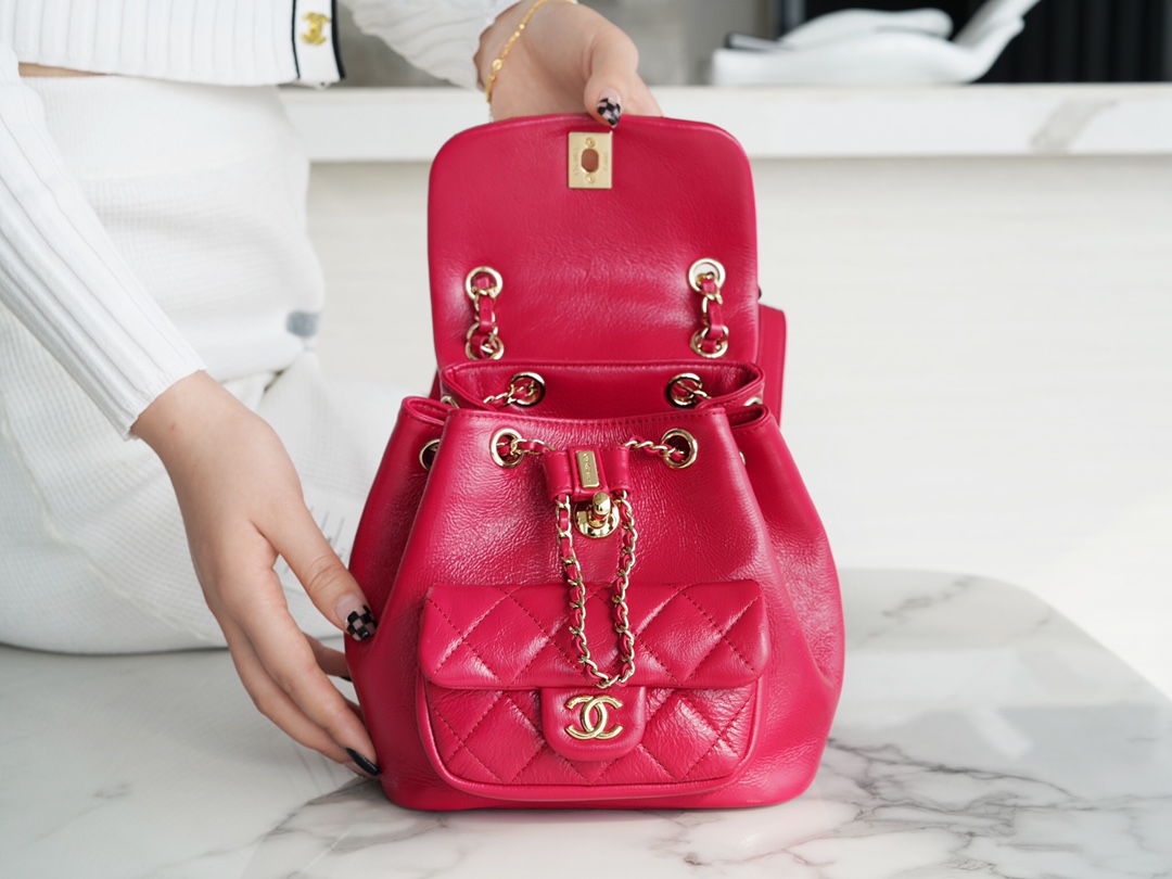 Chanel 21/22 Duma Backpack Fuchsia Waxed Calfskin  