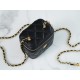 Chanel 22S Woven Gold Ball Box Bag Black Lambskin  