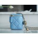 Chanel 22S Woven Gold Ball Box Bag Sky Blue Lambskin  