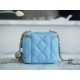 Chanel 22S Woven Gold Ball Box Bag Sky Blue Lambskin  