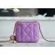 Chanel 22S Woven Gold Ball Box Bag Purple Lambskin  