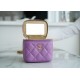 Chanel 22S Woven Gold Ball Box Bag Purple Lambskin  