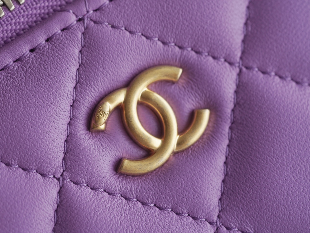 Chanel 22S Woven Gold Ball Box Bag Purple Lambskin  