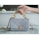 Chanel 22A Chunky Chain Flap Bag Mini Grey Lambskin  