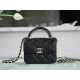 Chanel 22A Metal Handle Mini Waste Bag Classic Black Lambskin  