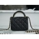 Chanel 22A Metal Handle Mini Waste Bag Classic Black Lambskin  