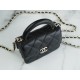 Chanel 22A Metal Handle Mini Waste Bag Classic Black Lambskin  