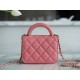 Chanel 22A Metal Handle Mini Waste Bag Peach Pink Lambskin  