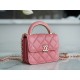 Chanel 22A Metal Handle Mini Waste Bag Peach Pink Lambskin  