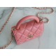 Chanel 22A Metal Handle Mini Waste Bag Peach Pink Lambskin  