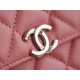 Chanel 22A Metal Handle Mini Waste Bag Peach Pink Lambskin  