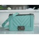 Chanel Leboy Large Ball V Pattern Tiffany Blue Caviar Calfskin  