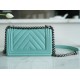 Chanel Leboy Large Ball V Pattern Tiffany Blue Caviar Calfskin  