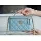 Chanel 22S Hollow Handle Long Box Sky Blue  