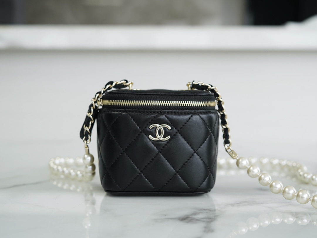 Pearl Box Bag Black Lambskin  