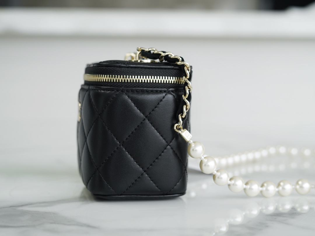 Pearl Box Bag Black Lambskin  