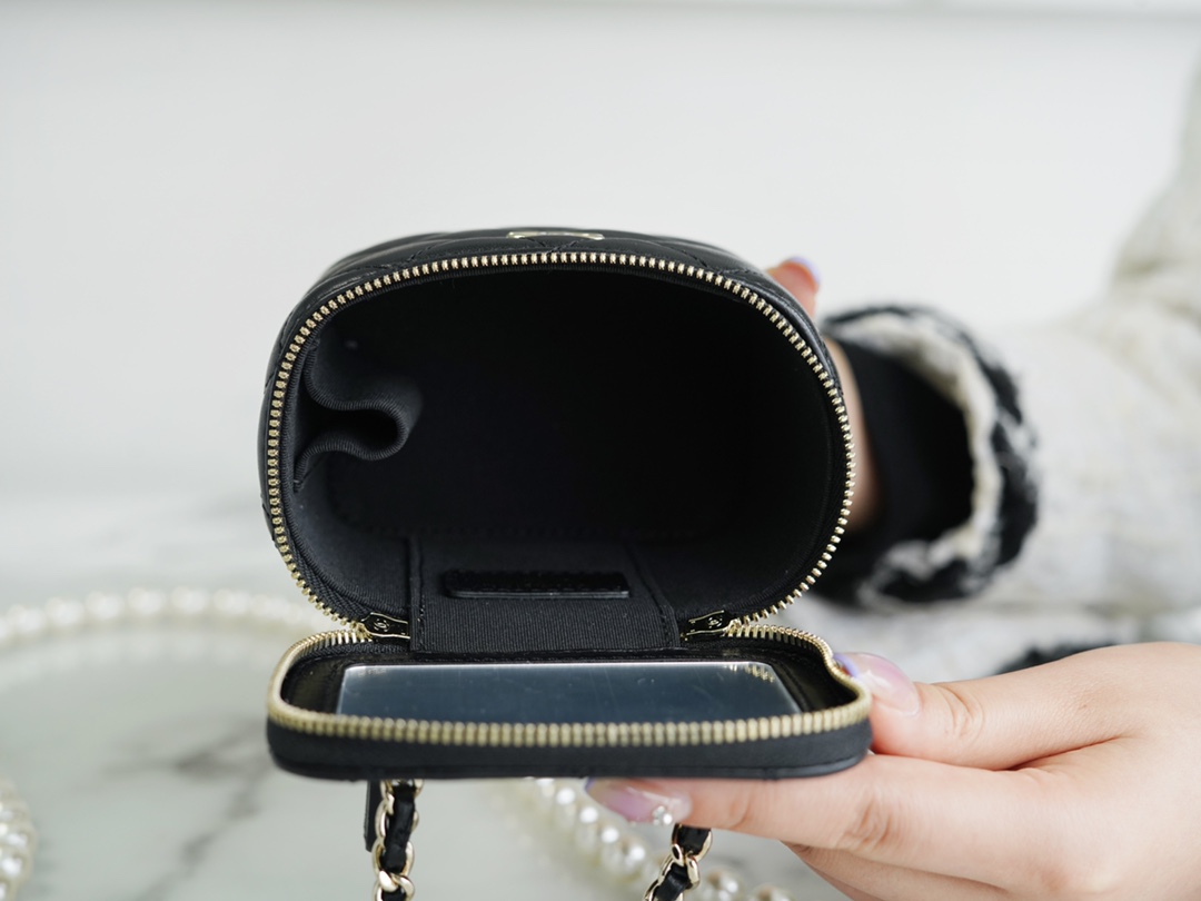 Pearl Box Bag Black Lambskin  