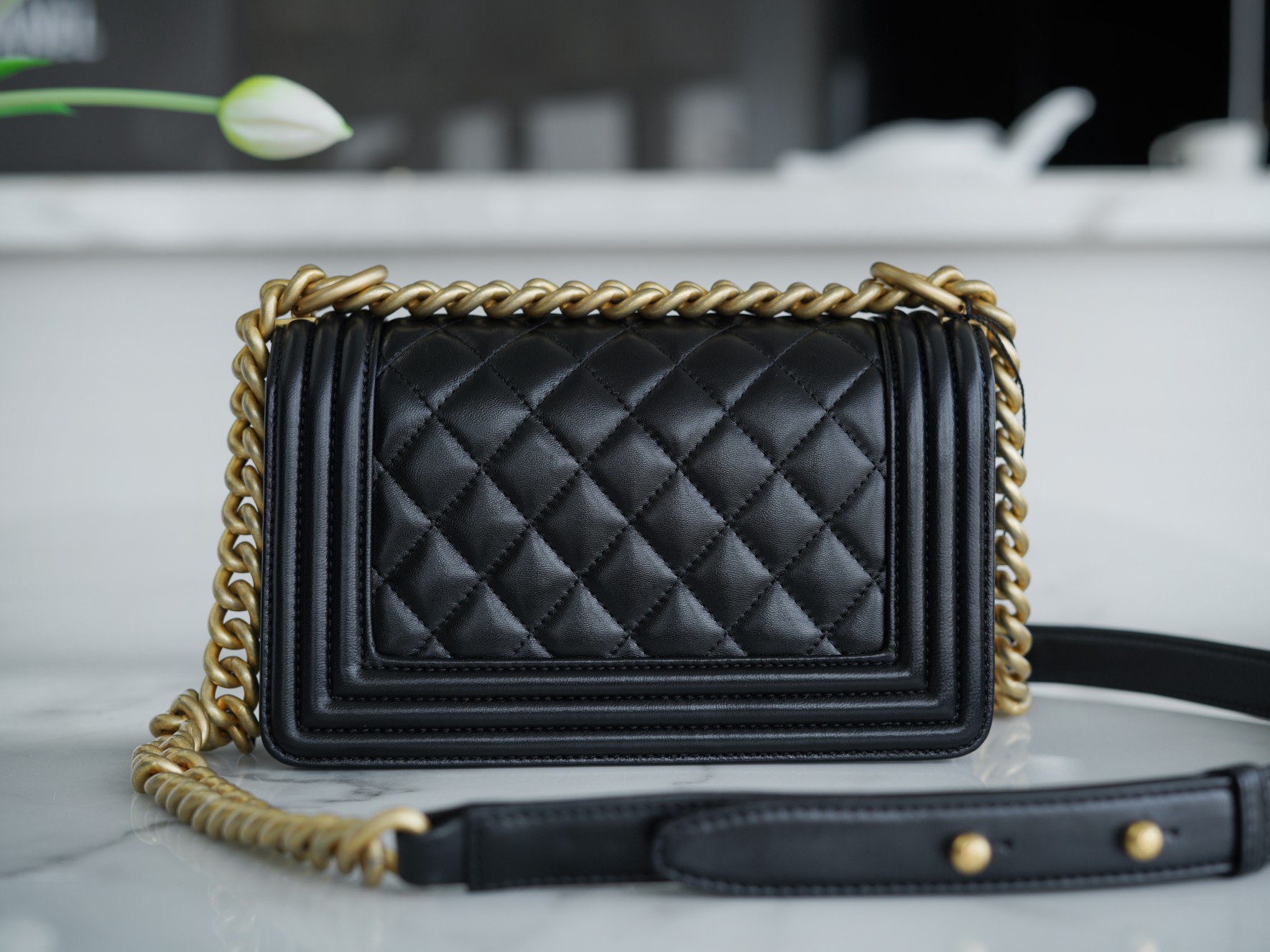 Chanel Leboy Small Black Gold Lambskin  