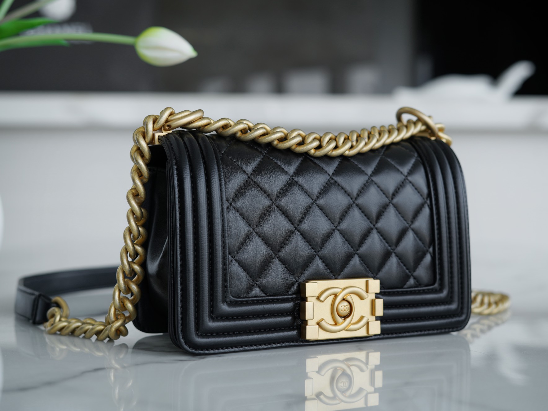 Chanel Leboy Small Black Gold Lambskin  