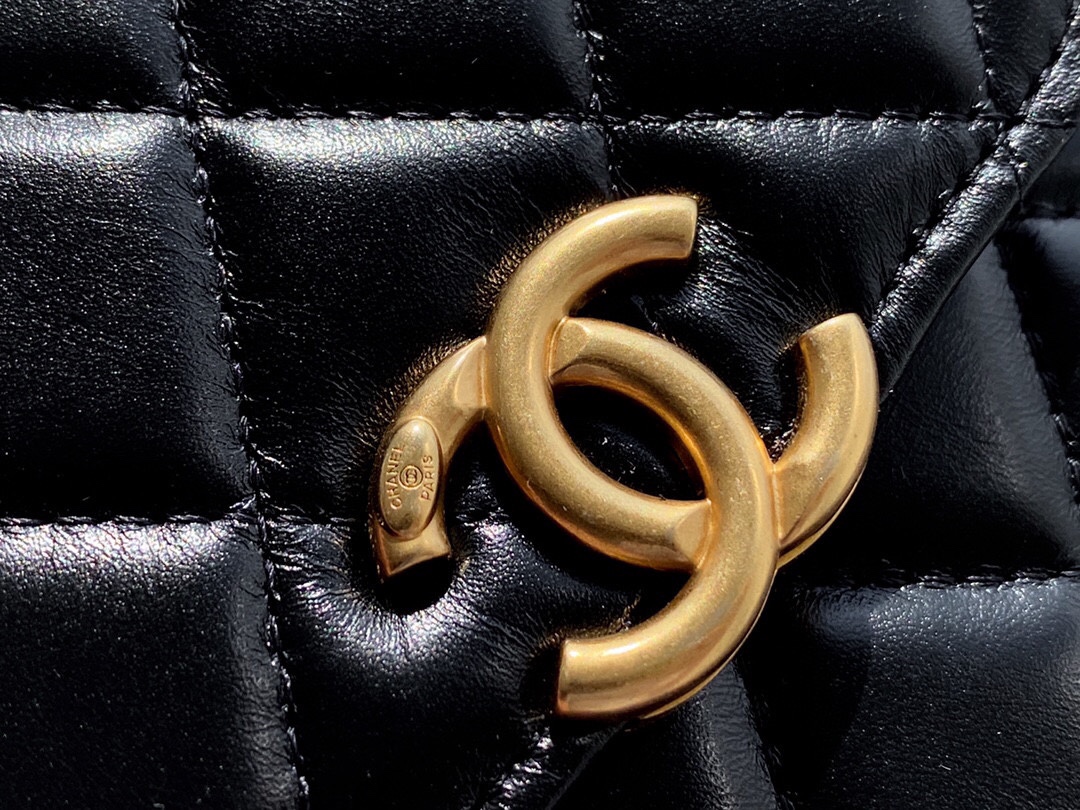 Chanel Double Ball Phone Bag Black Calfskin  