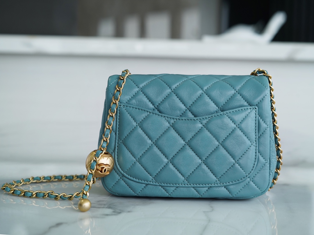 Chanel Metal Ball Square Fatty Lake Green Lambskin  