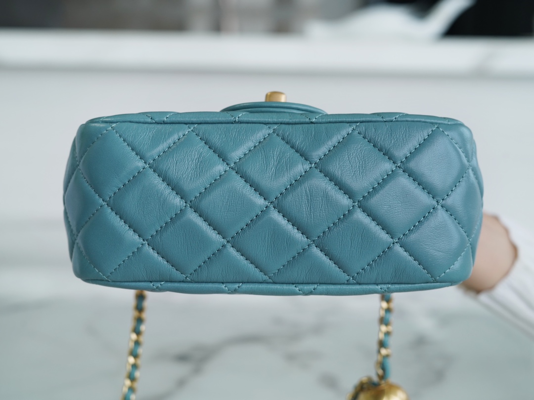 Chanel Metal Ball Square Fatty Lake Green Lambskin  