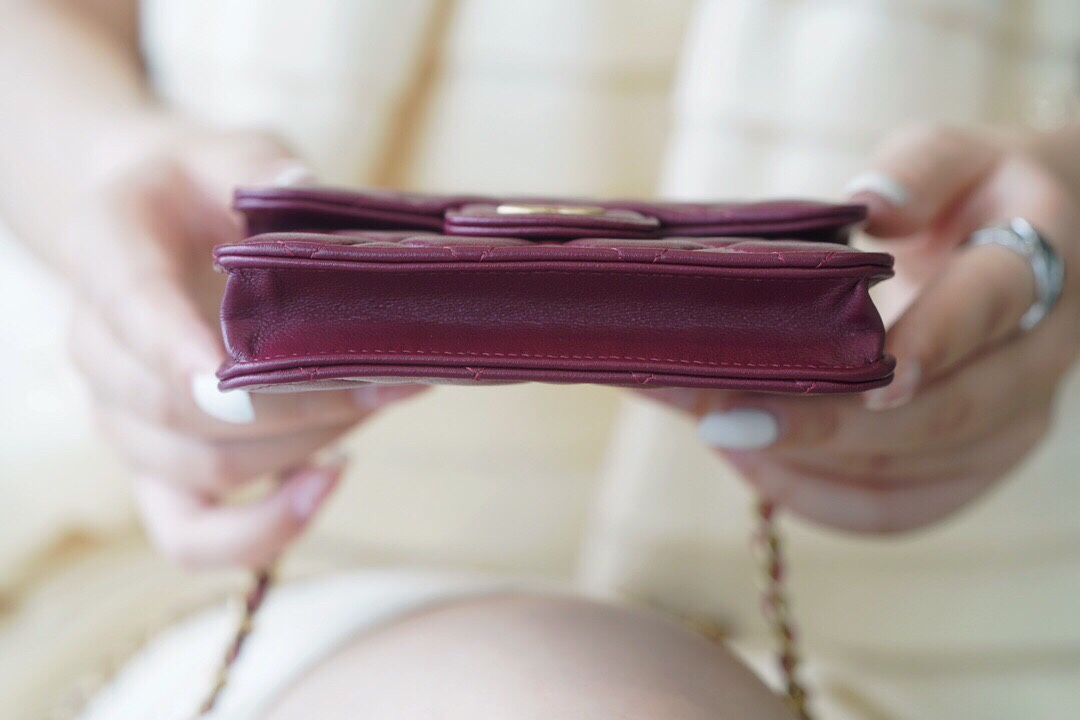 Chanel 2021 Handle Coin Purse Burgundy  