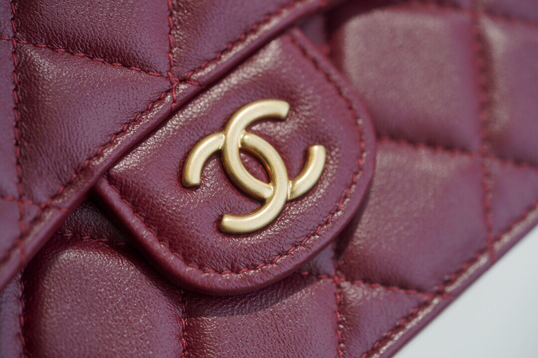 Chanel 2021 Handle Coin Purse Burgundy  