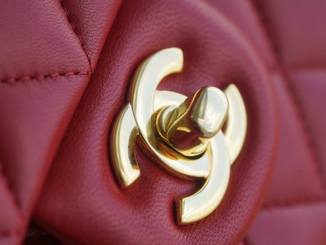 CF Classic Flap Medium Burgundy Gold Buckle Lambskin  